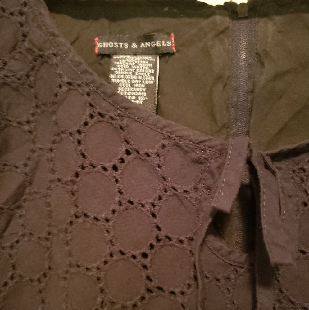 GHOSTS & ANGELS - Black Mini Dress - Dotted, Keyhole Tie-Up Front/Zip Back - Med - Picture 5 of 8
